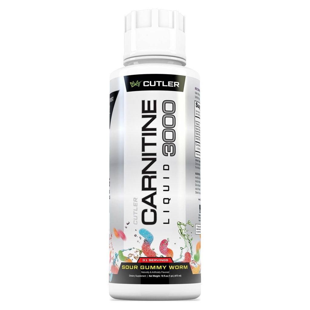Cutler Nutrition Liquid L-Carnitine Fat Burner Supplement with Acetyl L-Carnitine & L-Carnitine Tartrate - Fat Burner Formula for Optimal Absorption, Energy & Muscle Support | Sour Gummy Flavor