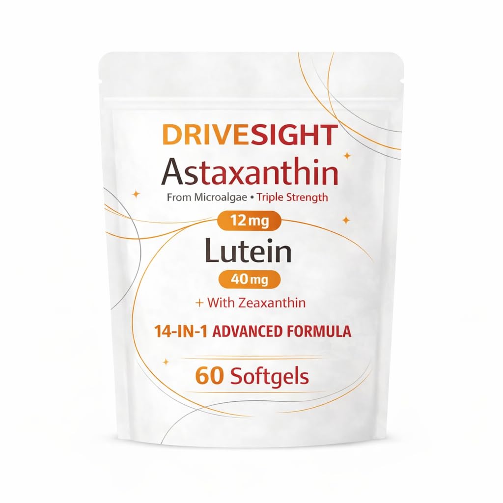 DriveSight Astaxanthin Lutein Softgels 14-in-1 Eye Support with Zeaxanthin, 60 Count