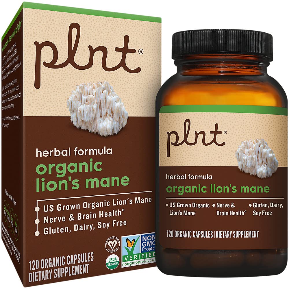 plnt Organic LionaTMs Mane Mushroom a Supports Nerve & Brain Health a 1,000 MG (120 Organic Capsules)