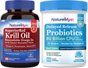 Krill Oil 1000mg and Probiotics Bundle, Omega 3s with DHA EPA & Astaxanthine, Plus 80 Miljard CFU 25 Strains, Gut, Heart & Immune Function, Non-GMO, Made in USA, 60 Softgels + 60 Capsules