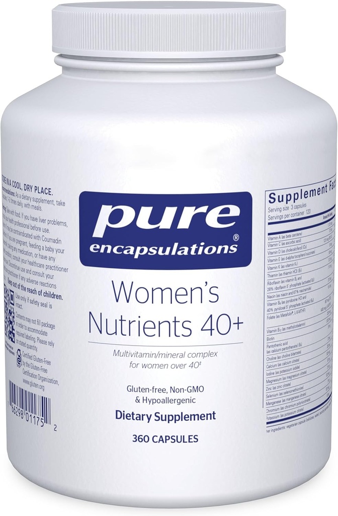 Pure Encapsulations Vrouwenvoeding 40+ - Multivitamine voor vrouwen van meer dan 40 jaar ter ondersteuning van de gezondheid van urinewegen, borstcelgezondheid en oogintegriteit* - met vitamine C, E & A - 360 capsules