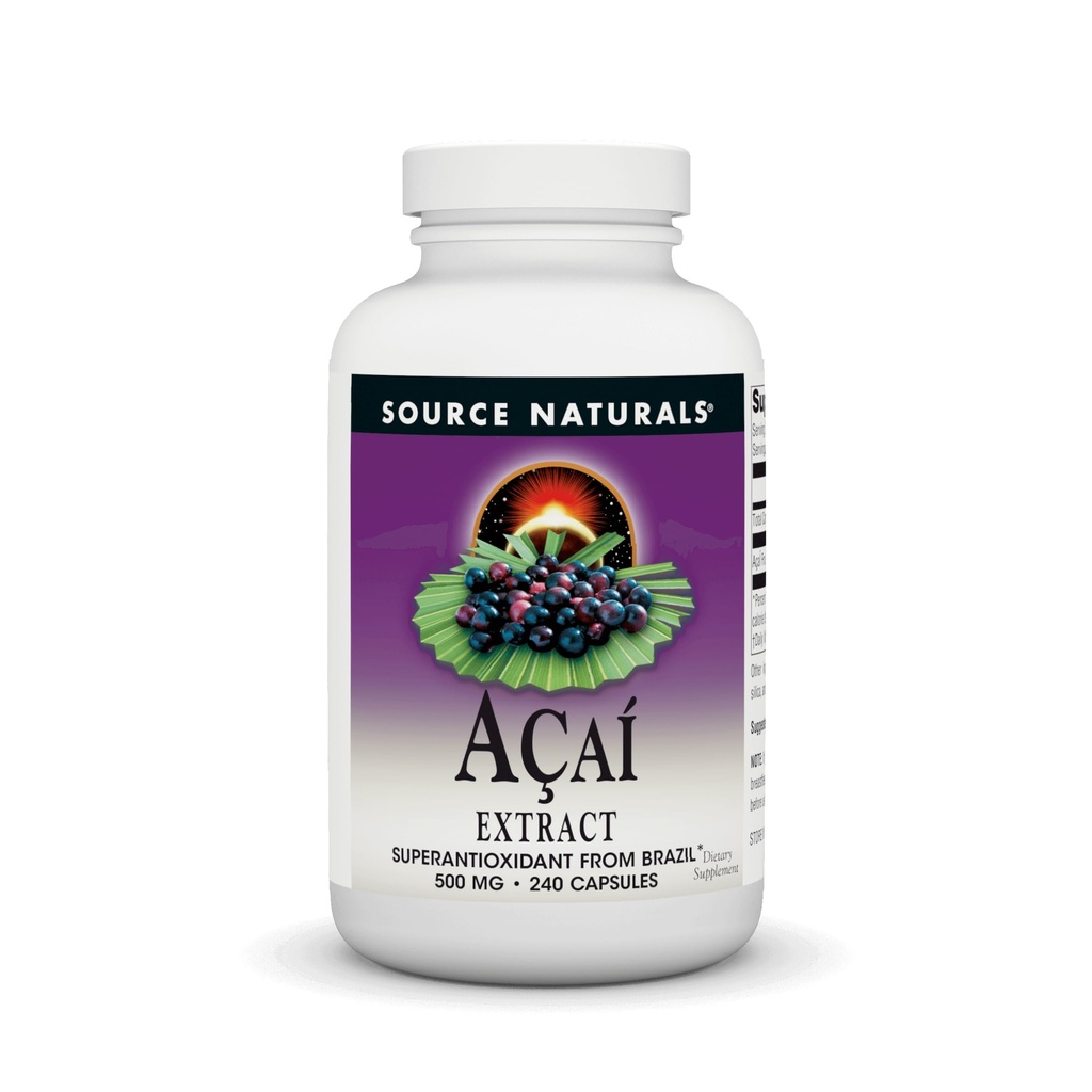 Bron Naturals Acai Extract, Superantioxidant uit Brazilië* - 500 mg - 240 Vegetarische Capsules