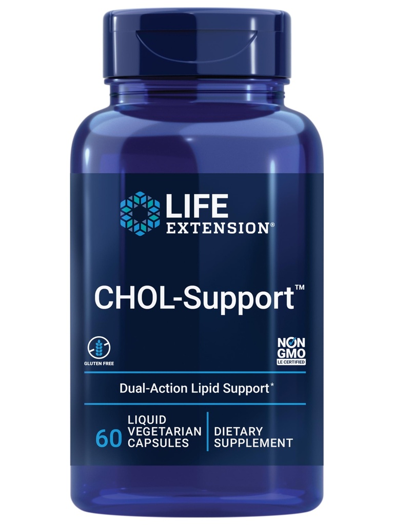 Life Extension CHOL-Support™, Helps Maintain Already Healthy Cholesterol, Heart Health, Artichoke Leaf Extract, Vitamin B5 pantethine, Gluten-Free, Non-GMO, Vegetarian, 60 Capsules