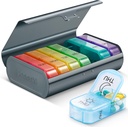 Zannaki Metal XL Weekly pil Organizer 2 keer per dag, grote reizen dagelijkse pil doos 7 dag, draagbare week twee keer pil houder Container, AM PM pil geval voor medicijnen vitamine medicatie supplement, grijs