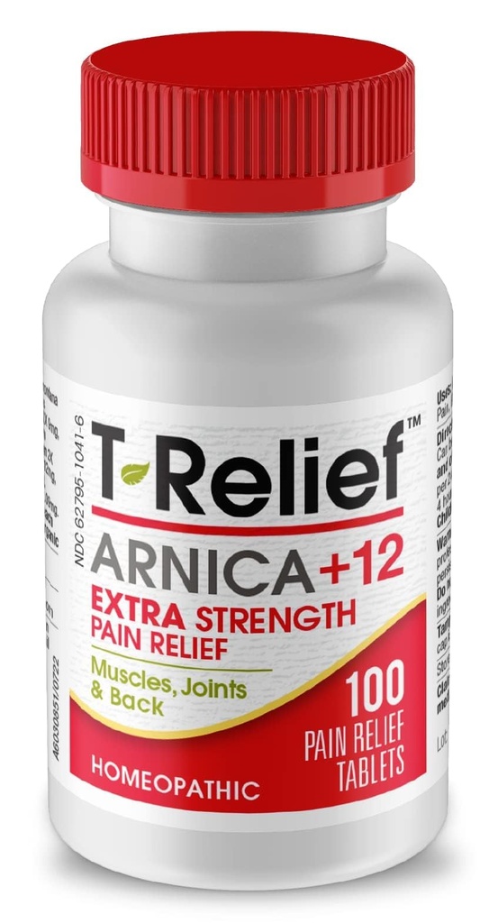 MediNatura T-Relief Extra Strength Pain Relief Arnica +12 Natural Relieving Actives for Back Pain Joint Soreness Muscle Aches & Stiffness, Whole Body Fast-Acting Relief for Women & Men - 100 Tablets