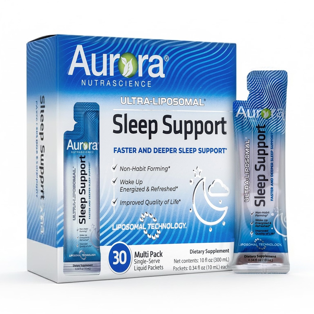 Vida Lifescience Ultra-Liposomal Sleep Support Liquid Packets - with Melatonin, Ashwagandha, L-Theanine, Sleep Drink Mix Packets for Adults, GABA & Calming Chamomile - 30 Single Serve Packets, Cherry