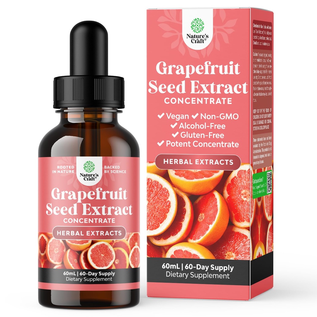 GSE Grapefruit Zaad Extract Liquid - One Drop Daily - Super Concentrated Grape Seed Extract Liquid Drops Rijk aan Bioflavonoïden & Polyfenolen voor Gut Health & Immune Support - 2OZ - 60 Servers