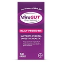 MiraGUT Daily Probiotic, from the Makers of MiraLAX, Probiotics for Digestive Health, Gluten-Free Supplement, Probiotic for Women and Men, Support Overall Digestive Health, 30 Ct