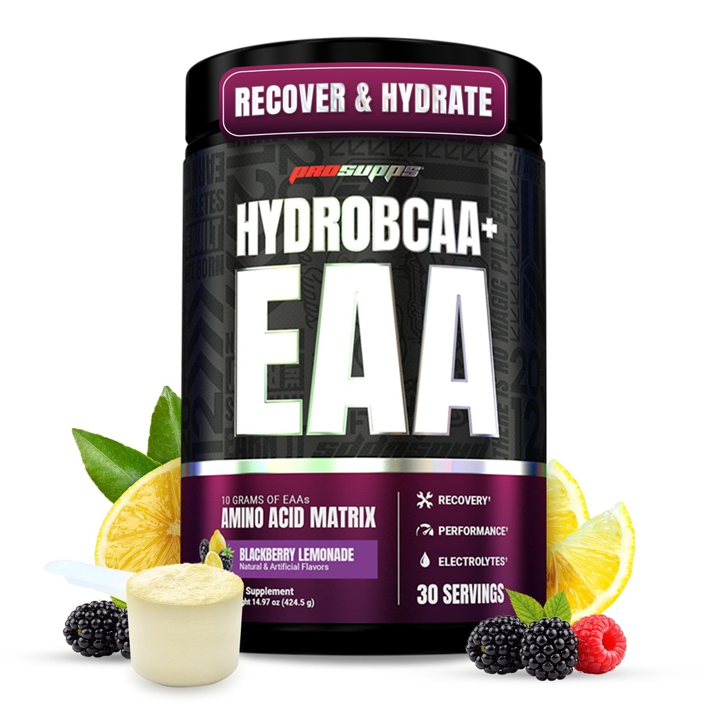 ProSupps HydroBCAA Essential Amino Acids Powder, BlackBerry Limonade - Trainingssupplement met BCAA, EAAs & Elektrolyten voor Hydratatie & Recovery - Stimulant-Free, Soy & Gluten-Free - 30 porties