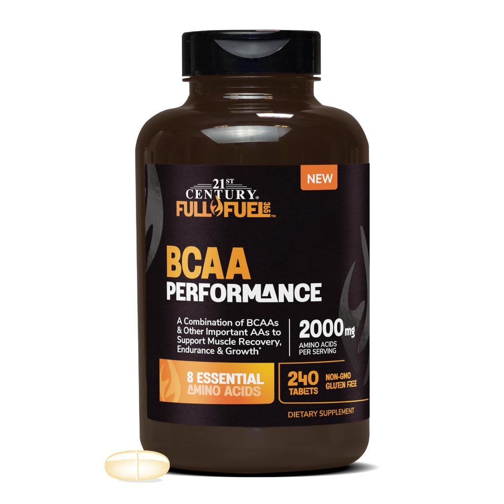 21e eeuw volledige brandstof 365 BCAA prestaties, 2000mg per portie, 240 telling, Glutenvrij & niet-GMO, Aminozuren supplement voor training en spierondersteuning