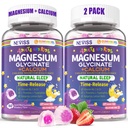 Neviss Magnesium Glycinate + Calcium Filled Gummies for Adults and Kids 4+, Kids Sleep Gummies Melatonin Free, No Sugar Magnesium Supplement w/B6 D3, L-Theanine for Zzz Relax, Brain,Bone,Muscle 2Pack
