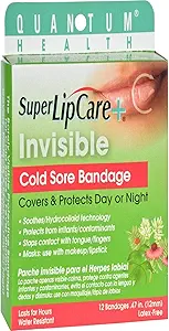 Quantum Health Super LipCare+ Onzichtbare Cold Sore/Fever Blister Bandages - Verzacht en beschermt, helpt bij het voorkomen van verontreiniging en verbergt sporen, 12 Ct