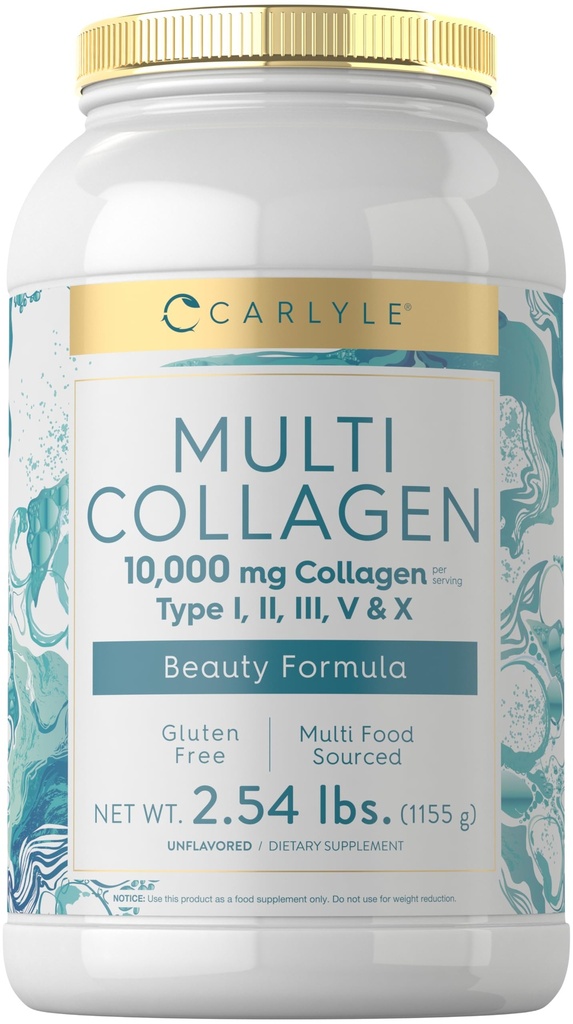 Carlyle Multi Collagen Peptides Powder 40 oz | Type I, II, III, V, X | Supplement Blend with Protein | Multi Food Sourced | Non-GMO, Gluten Free