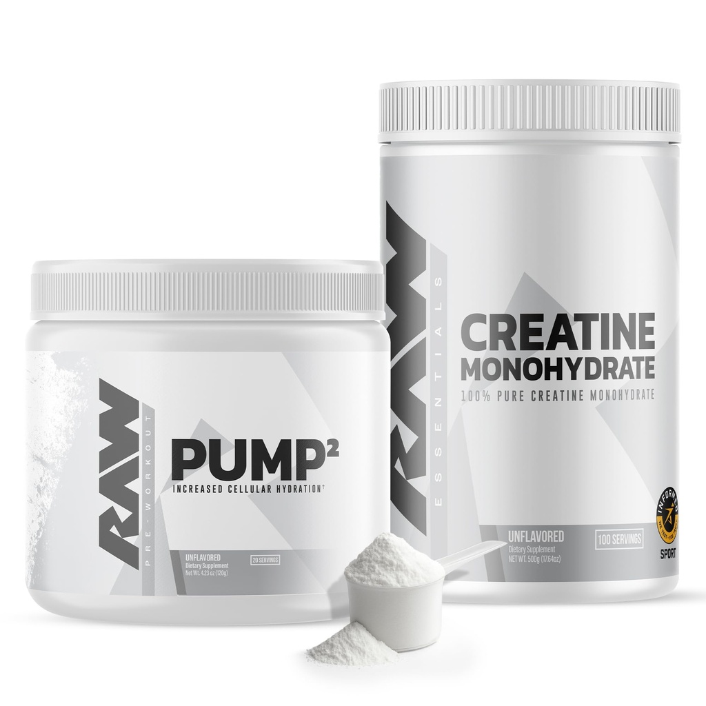 RAW Nutrition Creatine Monohydraat & Unflavored Pre-Workout Powder Bundle