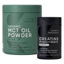 Sports Research® Keto Pack met Creatine Monohydraat Capsules en Biologische MCT Oliepoeder - Keto & Vegan MCTs C8, C10 van Kokosnoten