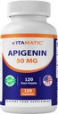 Vitamatic 2 Pack Apigenin 50mg - 120 Vegetarian Capsules - Bioflavonoid Support Prostate Health, Metabolism & Relaxation (Total 240 Capsules)