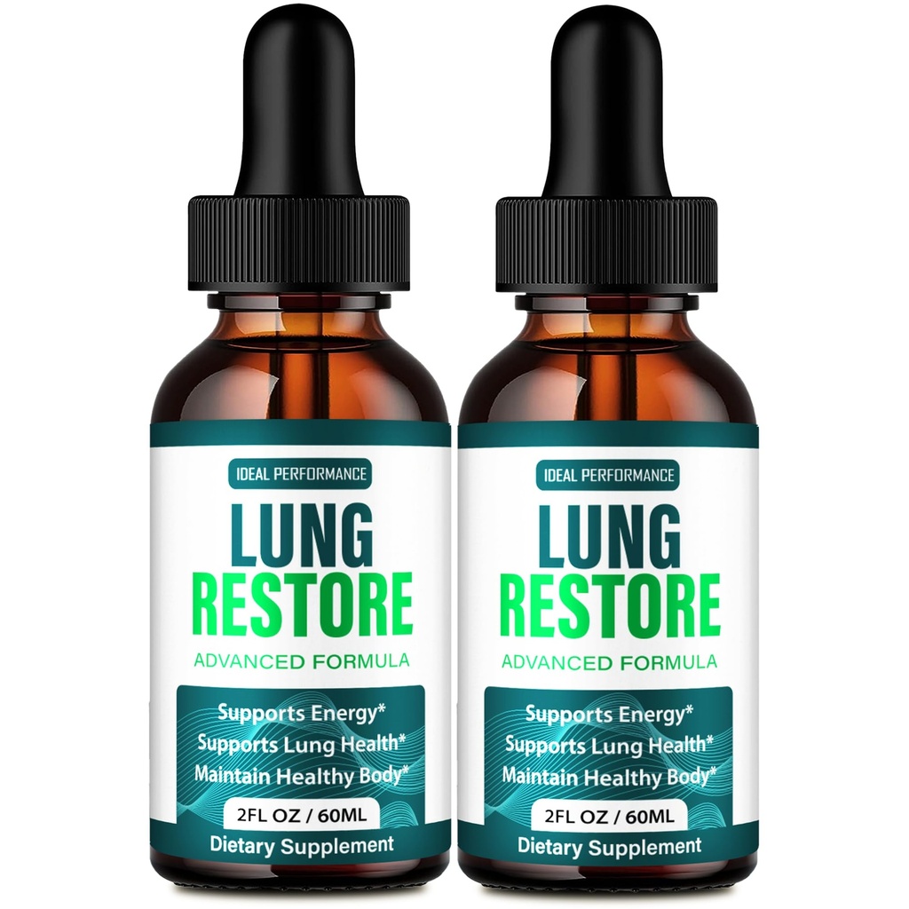 Lung Restore Drops, Official LungRestore Supplement Droppers - Maximum Strength, All Natural Lung Cleanse & Health Support, Advanced Liquid Formula for Healthy Flow, Comfort & Detox Reviews (2 Pack)