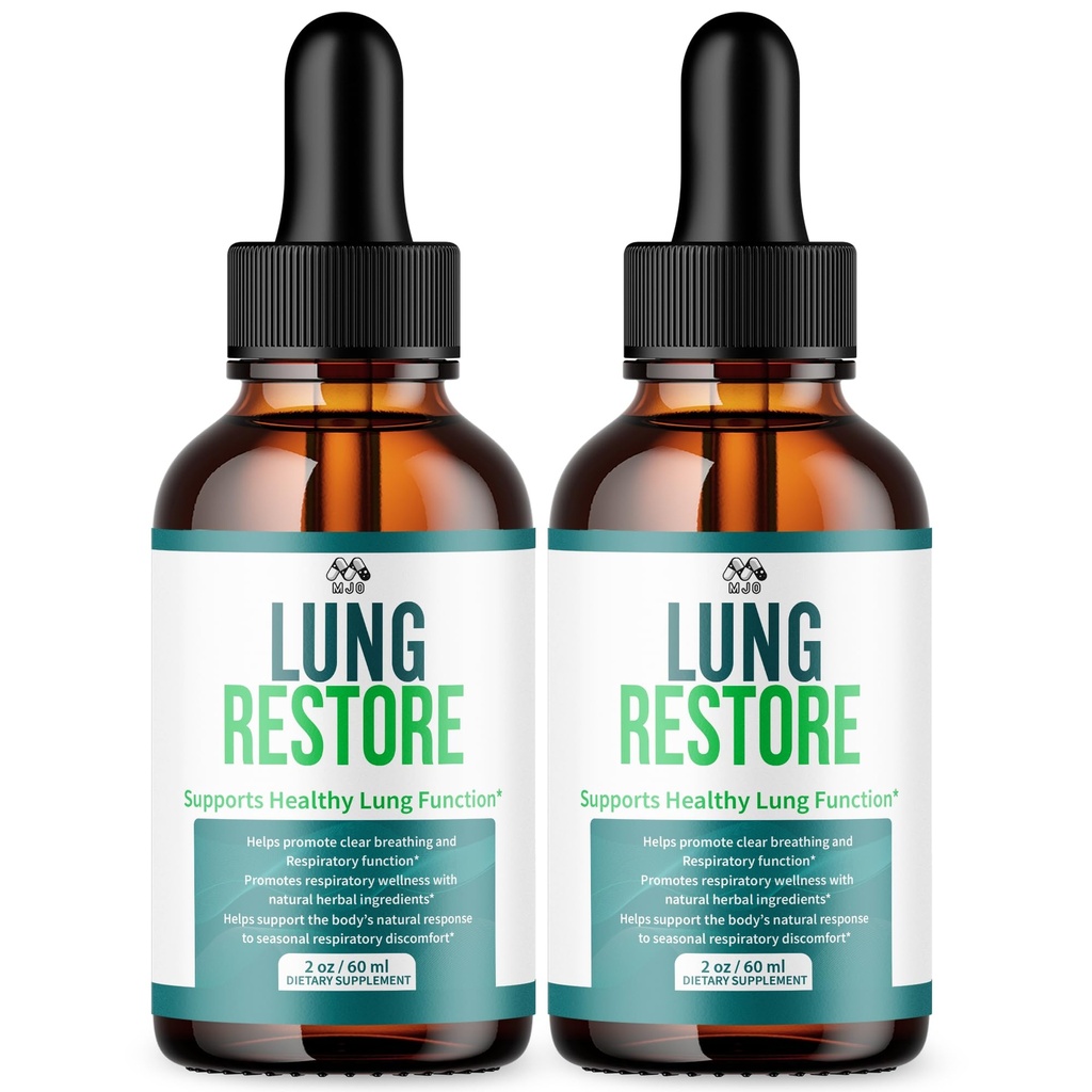 (2 Pack) Lung Restore Drops, Official LungRestore Liquid Supplement Drops with All Natural Ingredients, Lung Restore Advanced Lungs Wellness Support with Premium Vitamins for Women & Men (60 Servings)