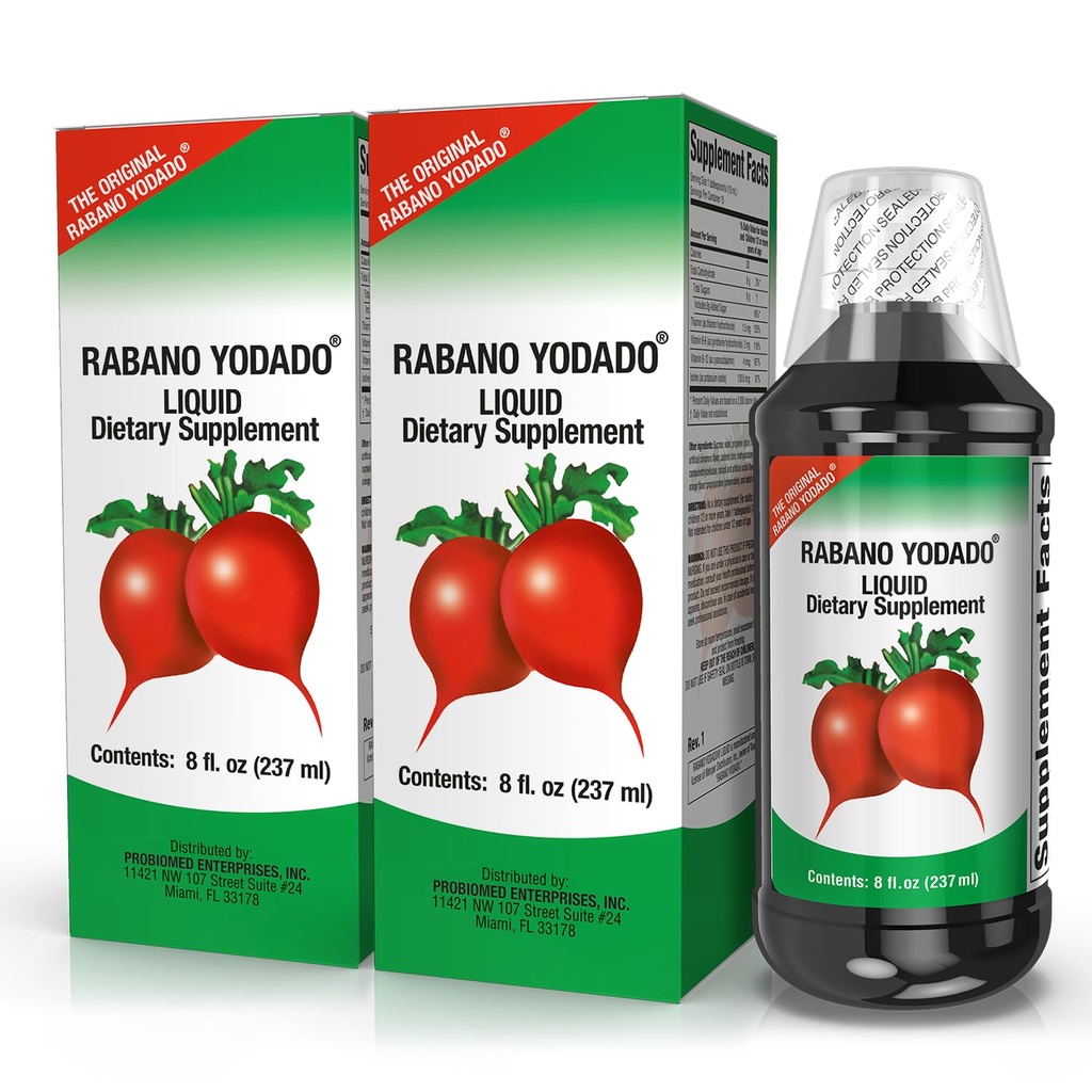 Ionized Radish Dietary Liquid Supplement with Iodine, Vitamin B1, B6 & B12, Wellness & Digestive Support, Helps Maintain Natural Energy & Nutrient Balance, 8 Fl Oz, Pack of 2