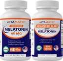 Vitamatic Melatonin 60mg with B6, Magnesium, L-Theanine, L-Tryptophan, 5-HTP, GABA, Valerian, Chamomile, Passion Flower, Ashwagandha & Black Pepper