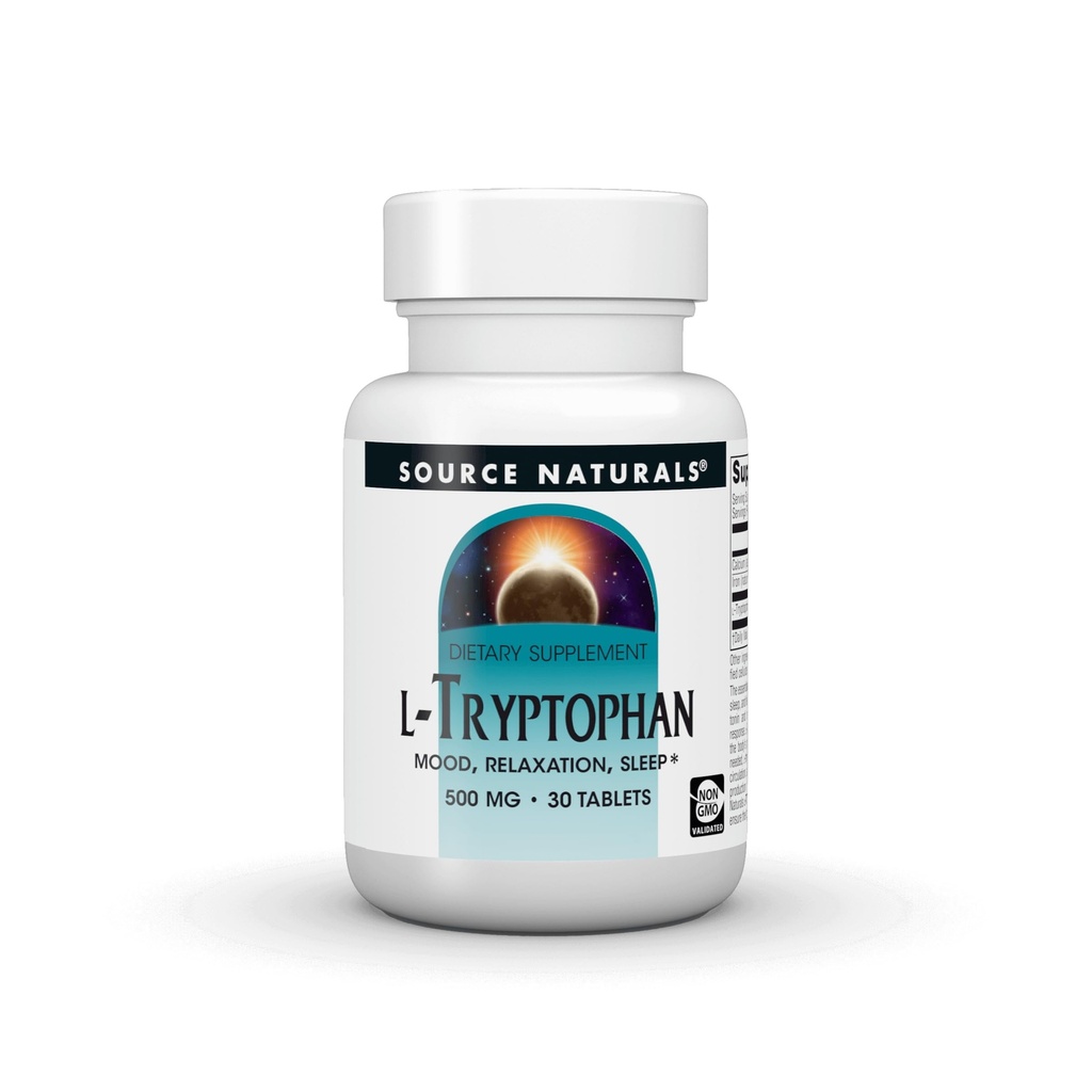 Source Naturals L-Tryptophan, for Mood, Relaxation, and Sleep*, 500mg - 30 Tablets
