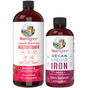 MaryRuth's Liquid Morning Multivitamin Raspberry (32oz) & Iron Liquid Supplement (Berry) | Clean Label Project Verified® | Vegan, Non-GMO, Sugar-Free | Energy, Beauty & Overall Health