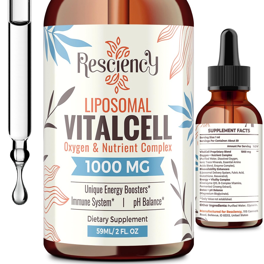 13-in-1 Liquid Oxygen Boost & Nutrient Supplement, Liposomal Optimized-Delivery Blend with Trace Minerals, Amino Acids, CoQ10, B Vitamins & Fulvic Acid, Daily Wellness Liquid Oxygen Drops, 2 fl oz