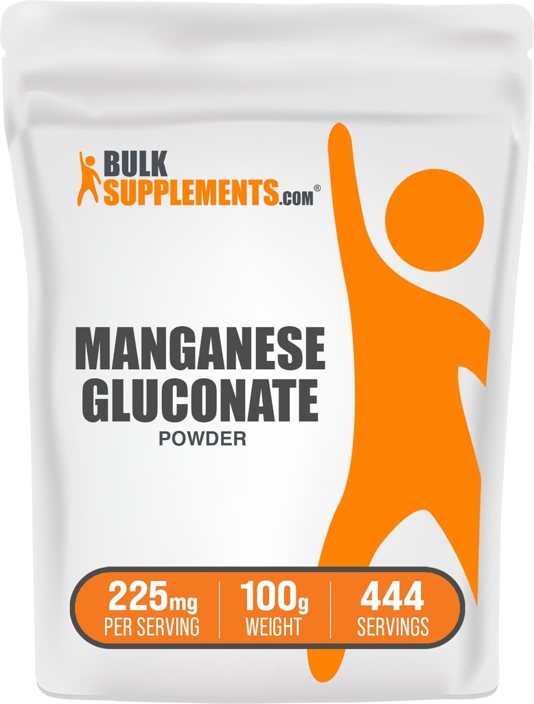 BulkSupplements.com Manganese Gluconate Powder - Manganese Supplement, Essential Trace Mineral - High Absorption & Gluten Free, 225mg per Serving, 100g (3.5 oz) (Pack of 1)