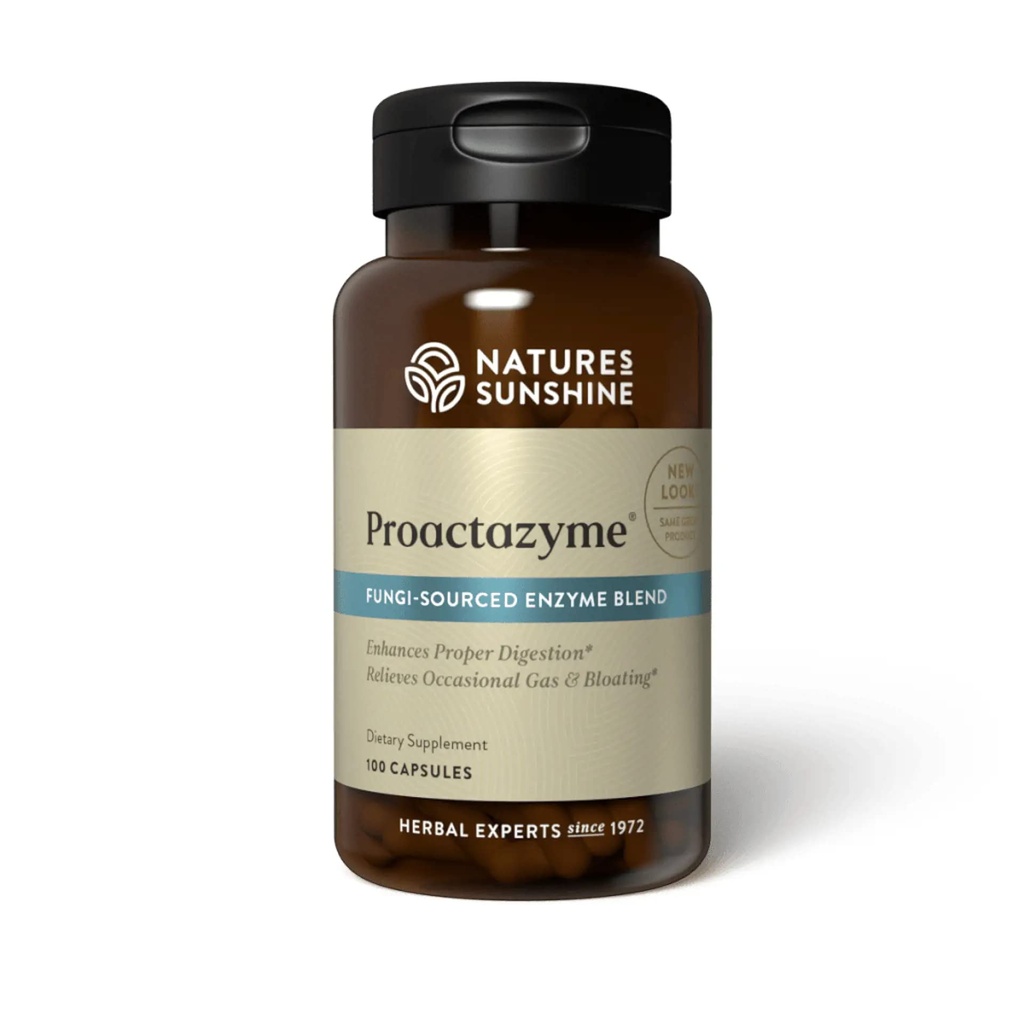Nature's Sunshine Proactazyme Digestive Enzyme Supplement – Plant-Sourced, Fungi-Based Enzyme Blend, Supports Digestion of Most Food Types, 100 Vegcaps
