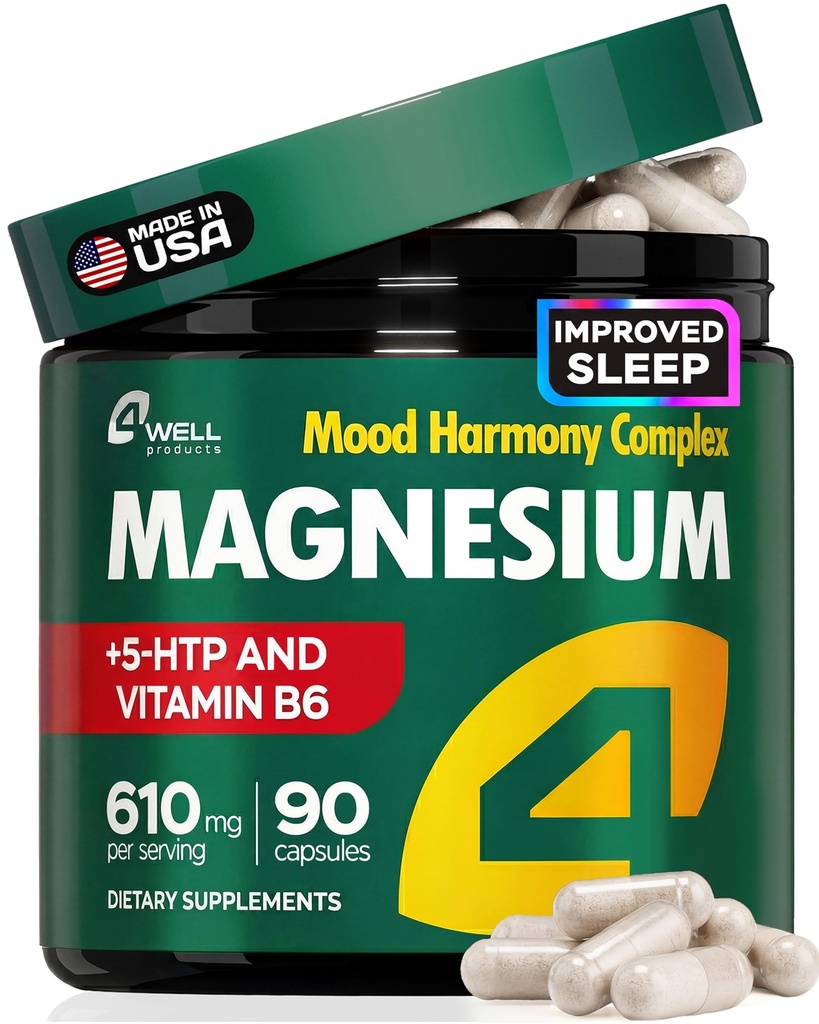 Magnesium Complex for Women – Magnesium for Sleep, Advanced 610mg with Glycinate, Citrate & Vitamin B6 for 3X Absorption + 5-HTP – Supports Sleep, Relaxation, Nerve, Muscle, Bone & Energy Health