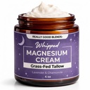 Really Good Blends Magnesium Cream with Grass-Fed Tallow – Soothing Muscle Relief & Sleep Support, All-Natural Night Balm for Leg Cramps, Restless Legs & Tension – 4 oz (Lavender + Chamomile)