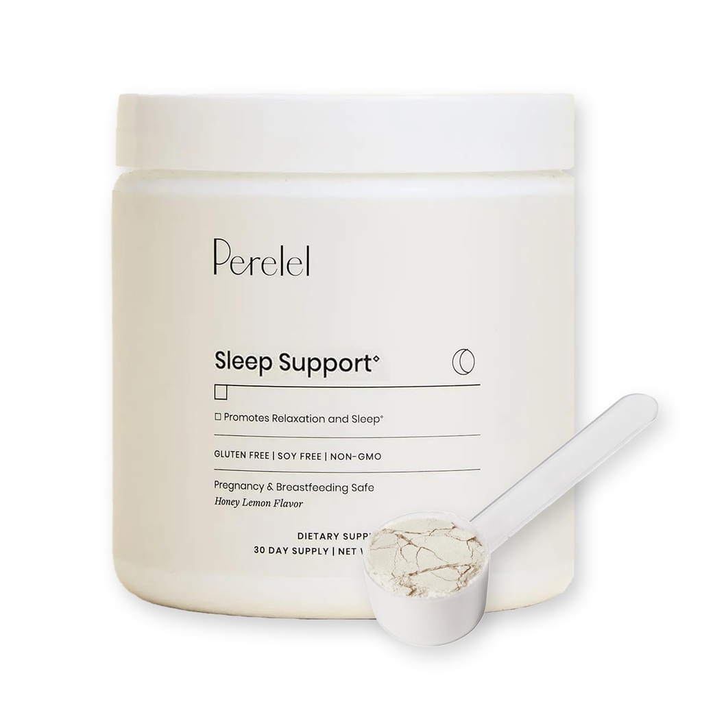 Perelel Sleep Support Magnesium Powder Blend with Lemon Balm, Relaxing Herbal Formula, Soy & Gluten Free, Non GMO, Honey Lemon Flavor, 2.43 Oz