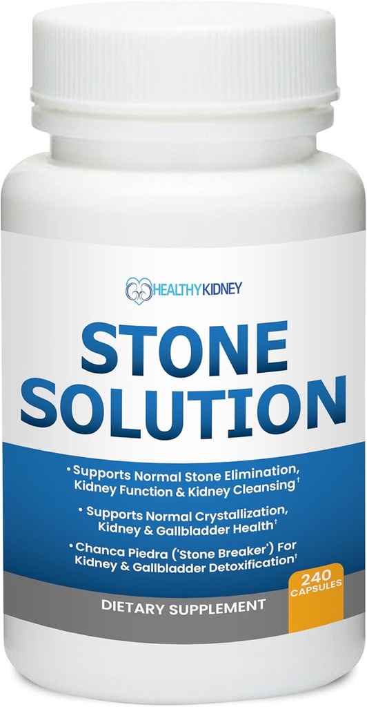 Stone Solution Capsules- Natural Dissolver, Kidney Stone Support & Kidney Cleanser, 60 Servings + Bio Fiber, Kidney Cleanse Detox & Repair - Restorative Kidney Support & Kidney Supplement, 2.5LBS