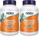 NOW Foods Supplements, Magnesium & Potassium Aspartate with Taurine, Heart Health*, 120 Veg Capsules,(Pack of 2)