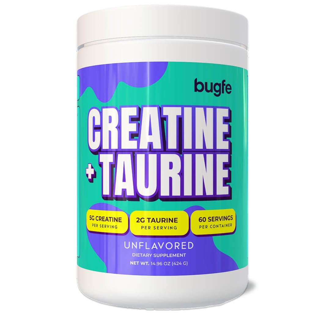 Creatine with Taurine for Women & Men - Unflavored Micronized Creatine Monohydrate Plus Taurine Powder to Support Muscle Strength, Recovery & Brain Health (60 Servings)
