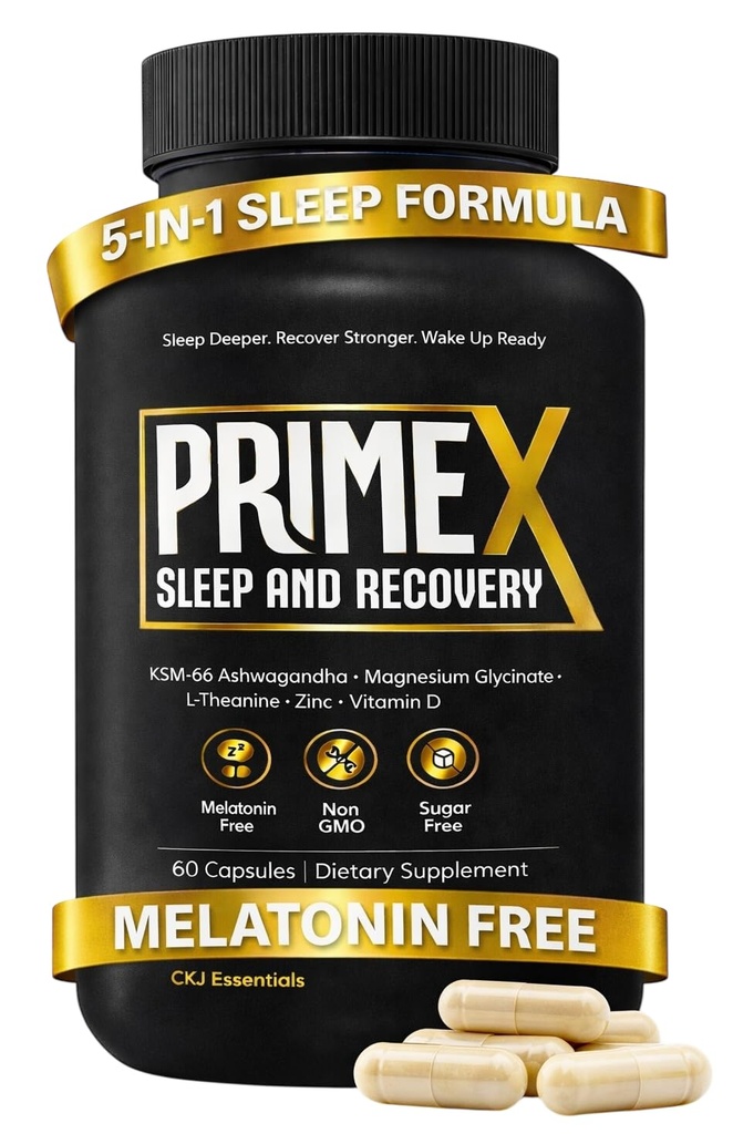 Sleep Aid Without Melatonin- Sleep Recovery Supplement with KSM-66® Ashwagandha and Magnesium Glycinate for Nighttime Relaxation & Restful Sleep- with L-Theanine, Zinc & Vitamin D3 (30 Servings)