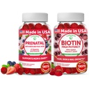 Lunakai Prenatale en Biotin Gummies Bundle - Zwangerschap Multivitamine Gummy met ijzer en foliumzuur - Haarhuid en Nagels Groei Supplement met vitamine C en E - 30 dagen Levering
