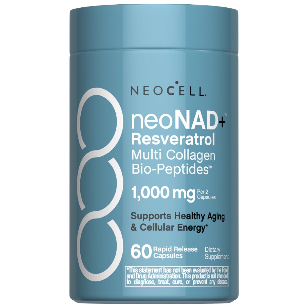 NeoCell NAD+ Resveratrol Supplement | with Multi Collagen Bio-Peptides | 60 Capsules | Supports Healthy Aging & Cellular Energy