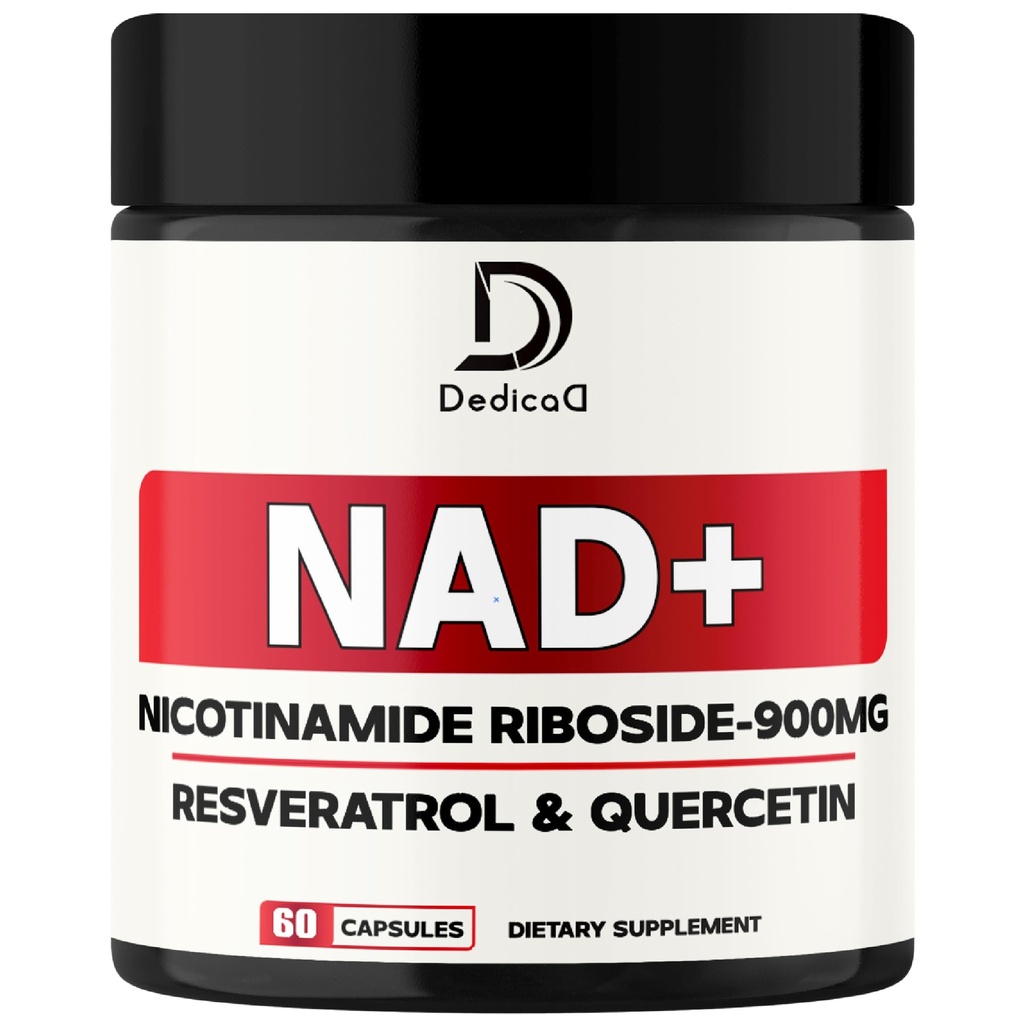 DEDICAD NAD Supplement with Nicotinamide Riboside, Trans-Resveratrol, Quercetin - Cellular Energy & Repair, Vitality, Healthy Aging - 60 Count