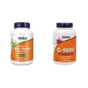 NOW Supplementen, Silymarin Milk Thistle Extract 300 mg met Artichoke en Dandelion & Supplementen, Vitamine C-1.000 met Rose HIPS, Sustained Release, Antioxidant Protection