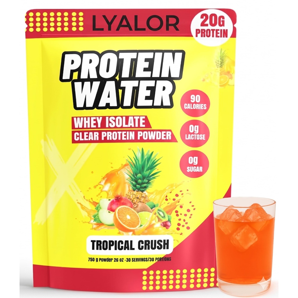 Clear Whey Isolate – 20g Protein Powder + Collagen Peptides, Zero Sugar & Lactose-Free, Refreshing Protein Water Powder, Protein Powder Clear 30 Servings, Tropical Crush