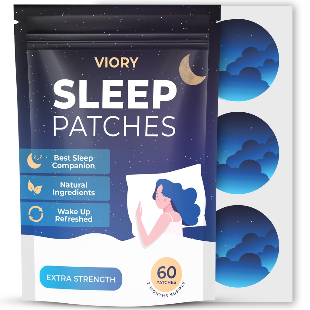 VIORY Sleep Patches for Adults Extra Strength | Easy-to-Apply Sleep Patch with Melatonin & Valerian | Relax & Wake Up Refreshed | Long-Lasting Night Comfort for Men & Women | 60 Patches