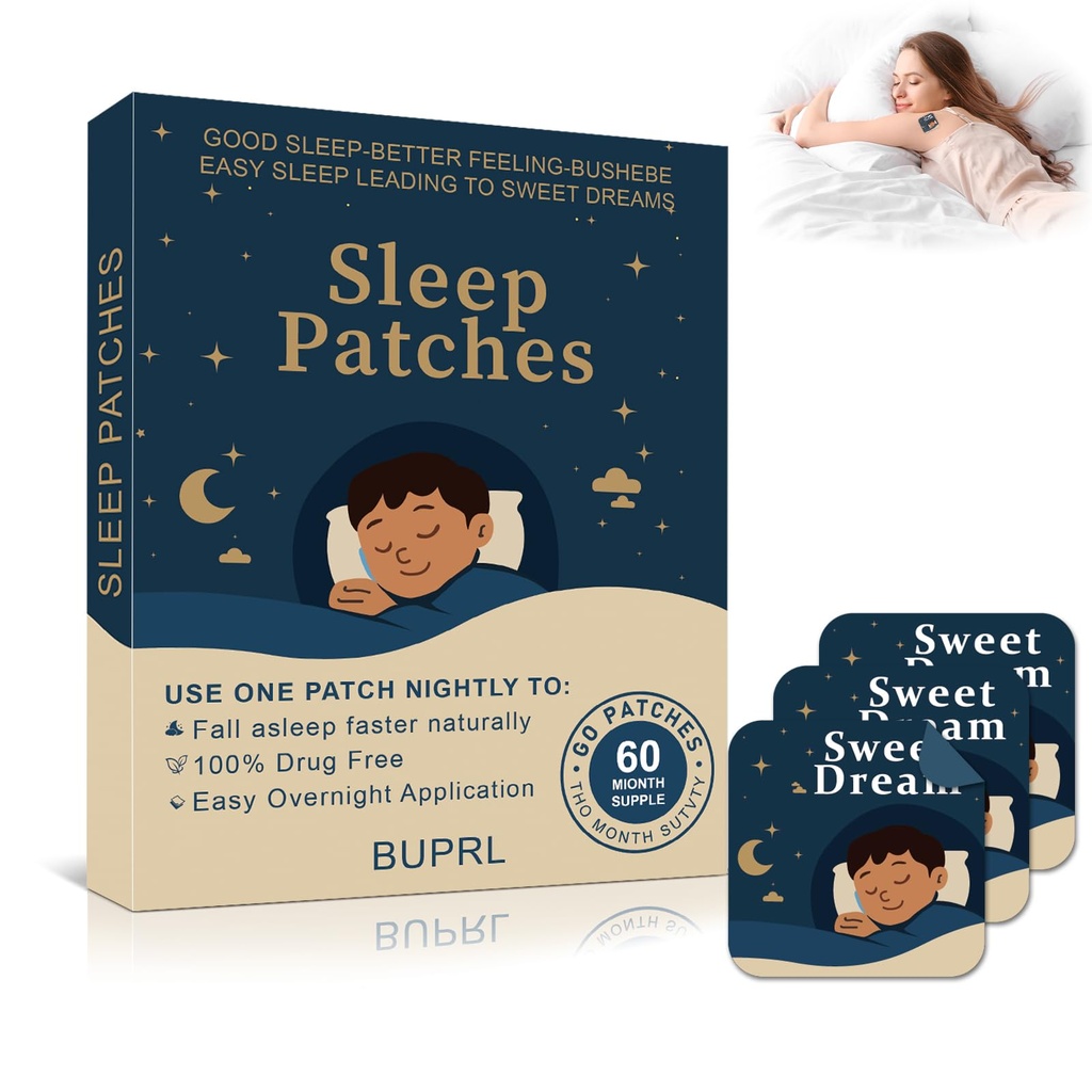 Sleep Patches for Adults - Natural Sleep Aid with Melatonin & Magnesium - Upgraded All-Natural Formula for Deep Sleep Support - 60 Patches per Pack for Men & Women