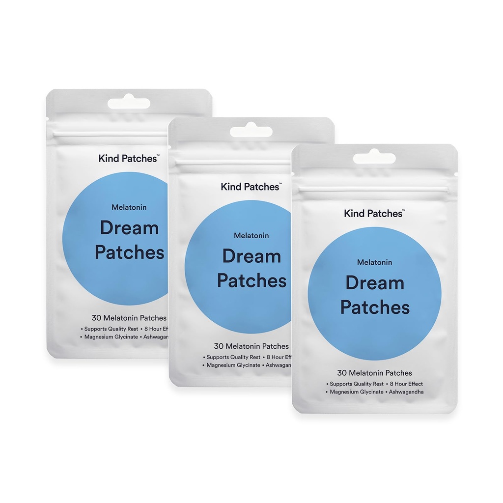 Kind Patches Melatonin Dream - Sleep Patches for Adults - Sleep Aid with Ashwagandha to Improve Rest - Overnight Release - 3 Pack, 90 Pieces