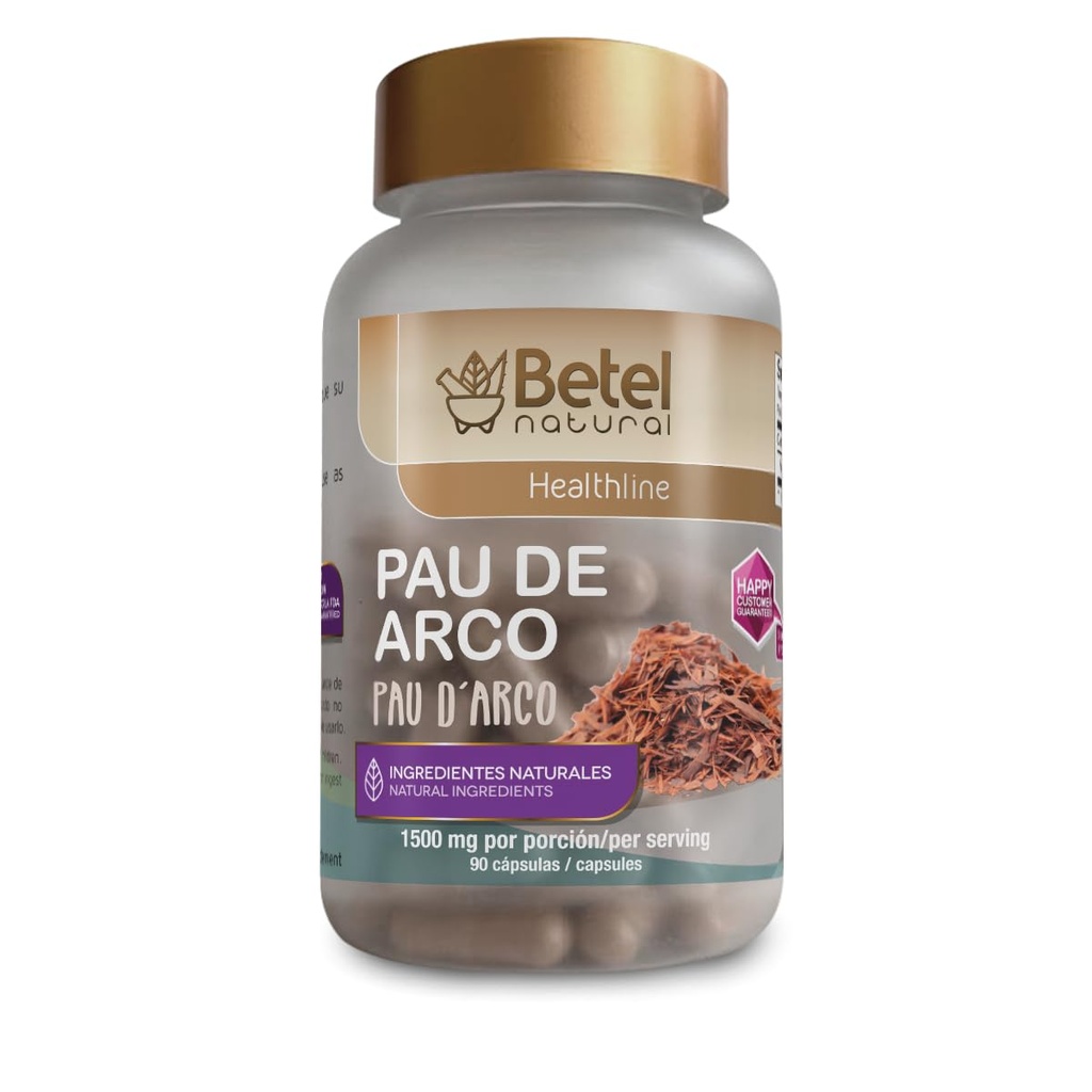Betel Natural PAU de Arco Capsules Healthy Immune Support - 1500 mg Per Serving
