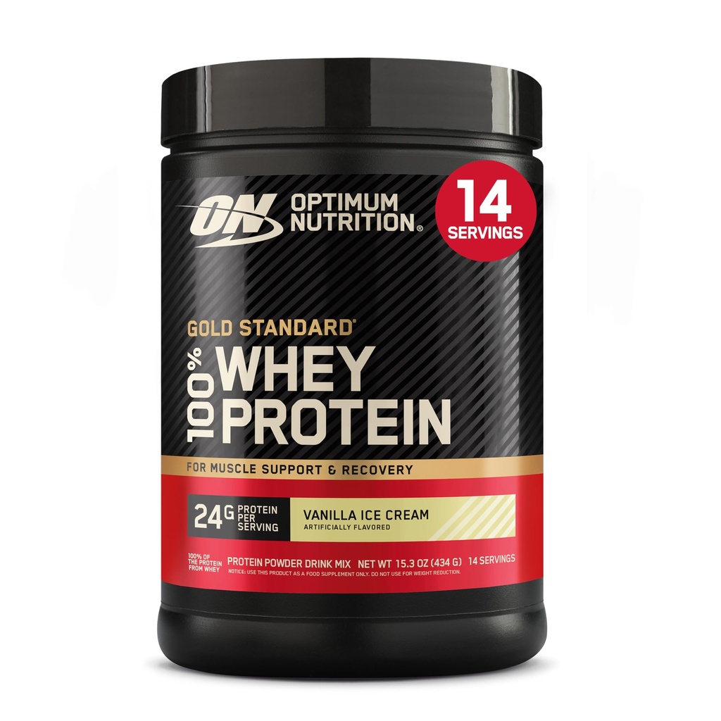 Optimum Nutrition Gold Standard 100% Whey Protein Powder, Vanilla Ice Cream, 1 Pound (Pack of 1)