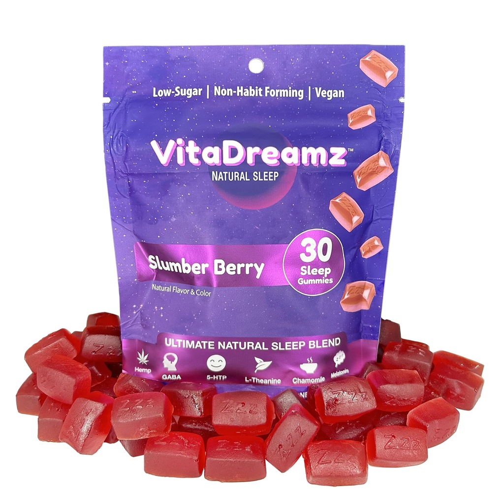 Premium Melatonin Sleep Gummies | Advanced Nighttime Blend with GABA, L-Theanine & Chamomile | Slumber Berry Vegan Gummies for Calm Relaxation & Restful Sleep | 30 Count
