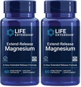 Life Extension Extend-Release Magnesium,verlengde Hart & Bone Health Support, Cardiovasculair & Blood Pressure Health Support, bio available Formula,Gluten-Free,Non-GMO,Vegetarische,60 Capsules,(Pack of 2)