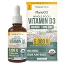 Plant-D3 Biologische Vitamine D3 5000 IE - Veganistisch, Max Sterkte Sublingual Liquid D3 Drops - 200% Hogere Absorptie - 100% Plant-Based Cholecalciferol Form - Verstelbare Dosering voor alle leeftijden (1oz Liquid)