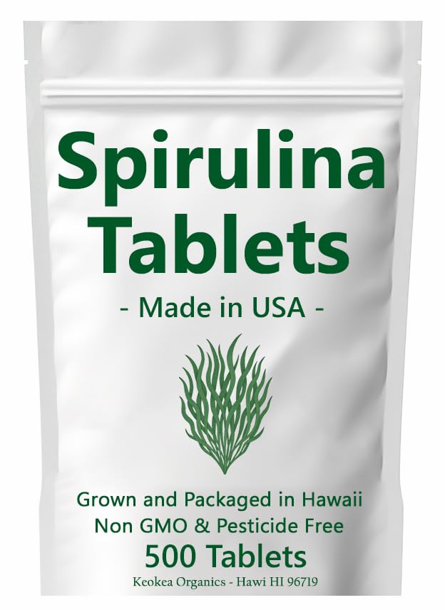 Spirulina tabletten - Made in USA - 500 tabletten - Gegroeid in Hawaii - Niet GGO & pesticidenvrij
